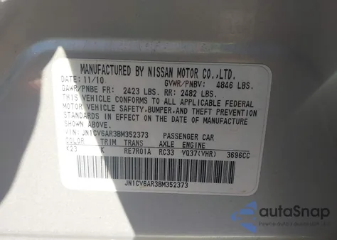 2011 Infiniti G37X from USA, damaged, VIN JN1CV6AR3BM352373
